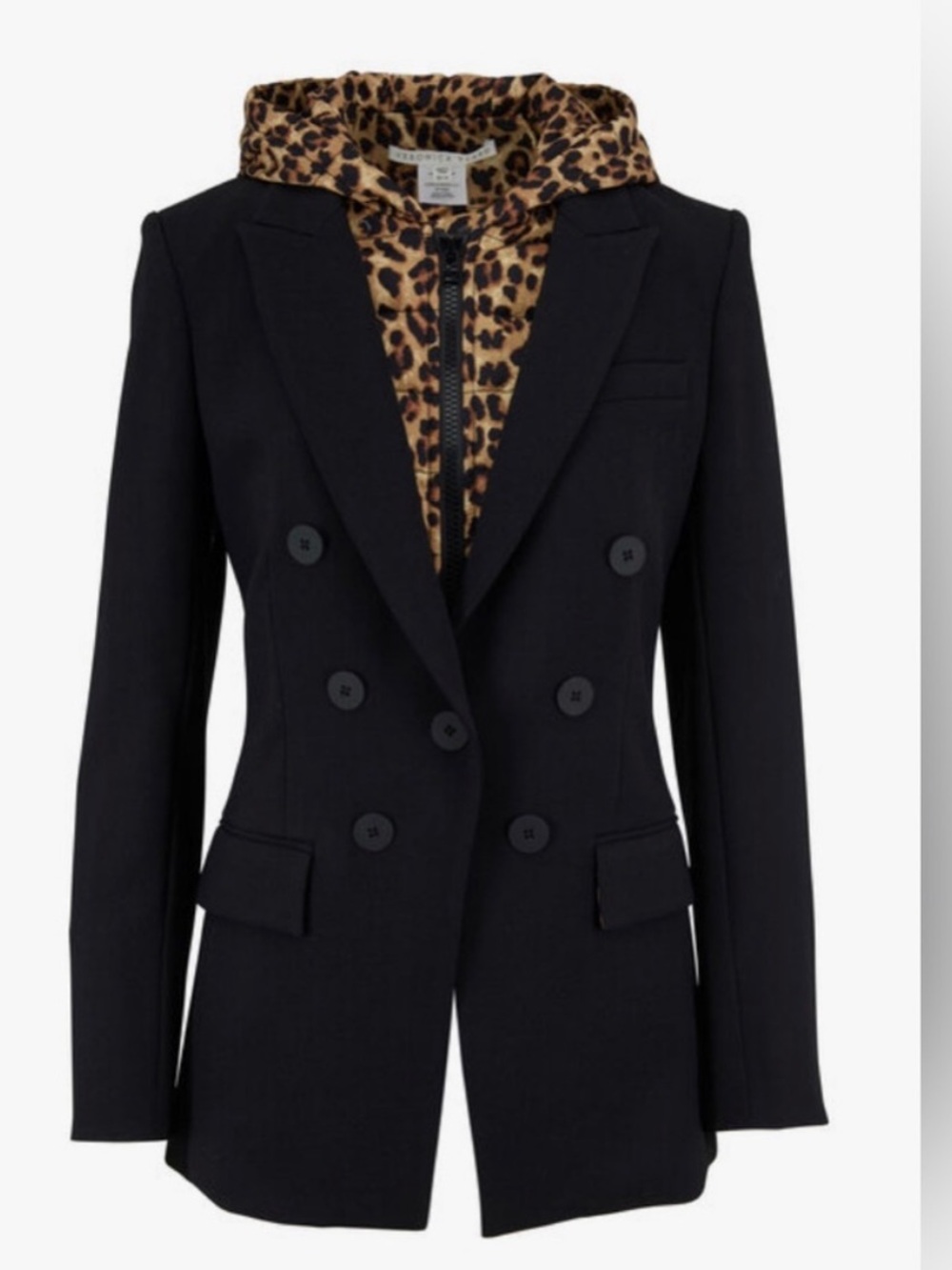 $248 Veronica Beard Leopard Print Puffer Dickey Jacket insert Tan/Black - Hoodie